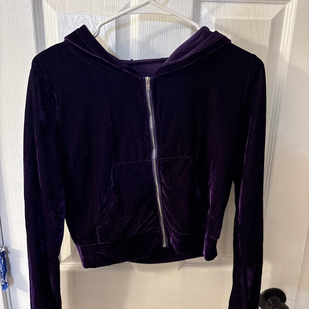 Women's Purple Velvet Hoodie Jacket